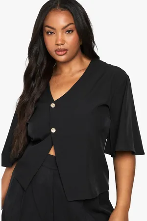 Boohoo Plus Asymetric Button Detail Top - - 16
