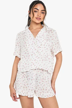 Boohoo Floral Cheesecloth Boxy Shirt And Short Pyjama Set - - 6