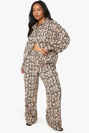 Boohoo Plus Drawstring Waist Wide Leg Trousers - 16