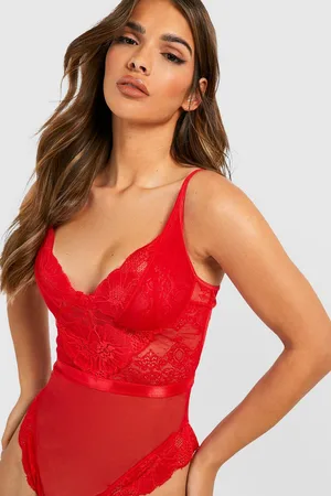 Boohoo Lace And Mesh Bodysuit - - L