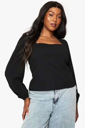 Boohoo Plus Square Neck Long Sleeve Corset Top - - 26