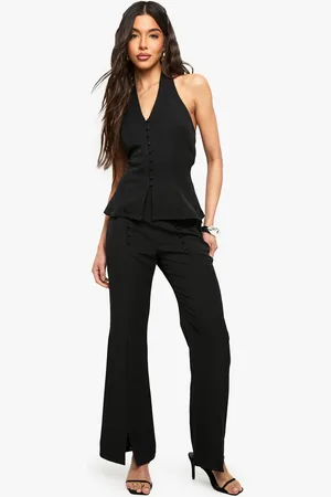Boohoo Button Detail Slim Flare Trouser - - 6