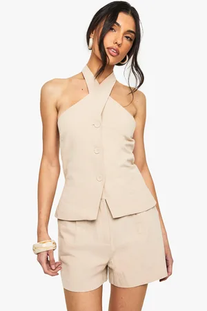 Boohoo Linen Cross Halterneck Waistcoat - - 6