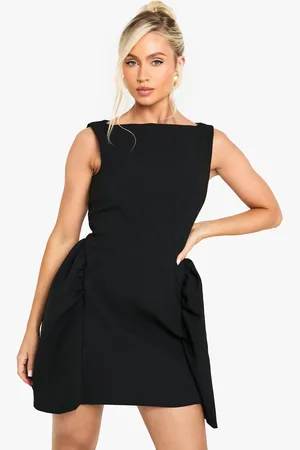 Boohoo Slash Neck Full Skirt Mini Dress - - 6