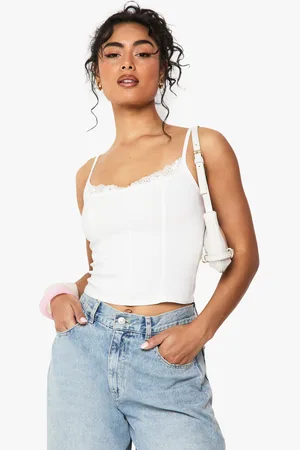 Boohoo Bengaline Seam Detail Top With Lace Trim - - 6