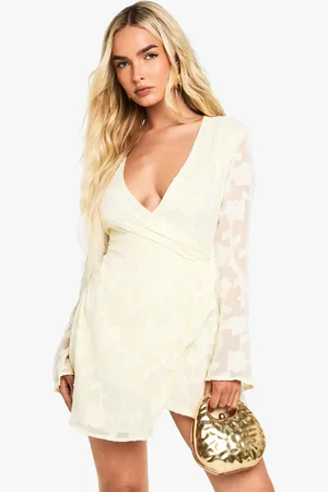 Boohoo Floral Burnout Wrap Mini Dress - - 14