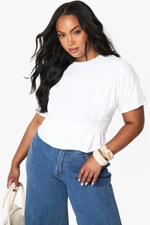 Boohoo Plus Seam Detail Peplum Hem T-Shirt - - 28