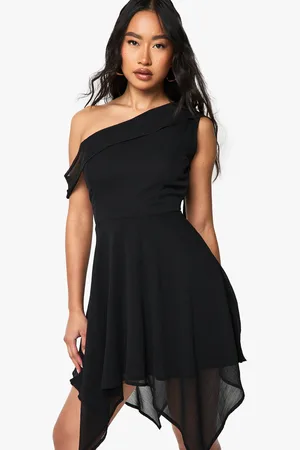 Boohoo Asymmetric Chiffon Tie Detail Hanky Hem Mini Dress - - 8
