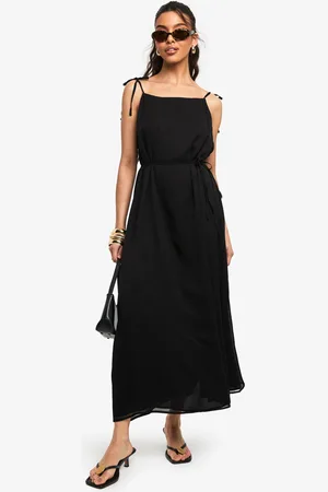Boohoo Tie Detail Chiffon Midaxi Dress - - 8
