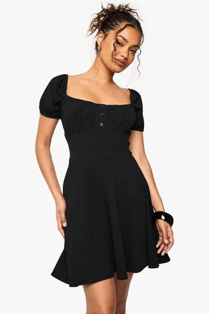 Boohoo Rib Milkmaid Mini Dress - - 8