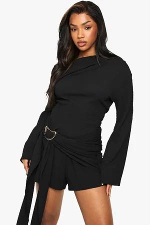 Boohoo Textured Asymmetric Playsuit - - 8