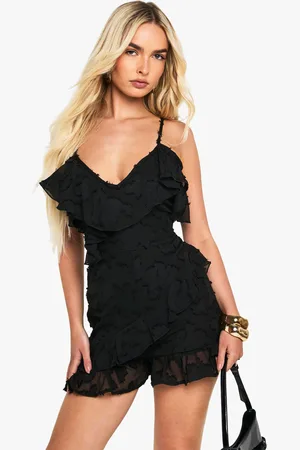 Boohoo Floral Burnout Ruffle Playsuit - - 12