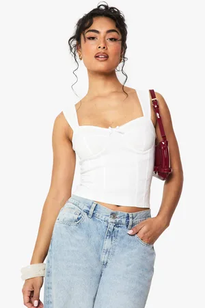 Boohoo Bengaline Cup Detail Corset Top - - 6