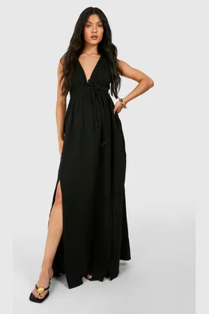 Boohoo Maternity Belted Cheesecloth Maxi Dress - - 8