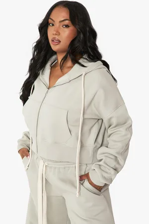 Boohoo Plus Contrast Drawcord Boxy Crop Hoodie - - 24