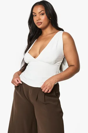 Boohoo Plus Double Layer Slinky Plunge Top - - 16