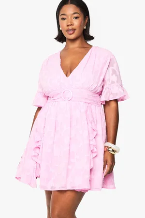 Boohoo Plus Burnout Floral Angel Sleeve Skater Dress - - 22