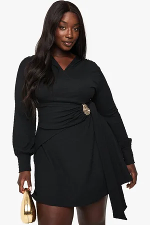 Boohoo Plus Textured Trim Detail Wrap Dress - - 24