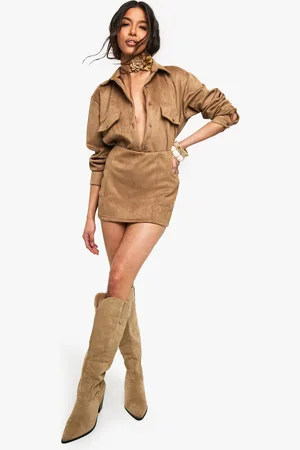 Boohoo Suede Look Mini Skirt - - 6