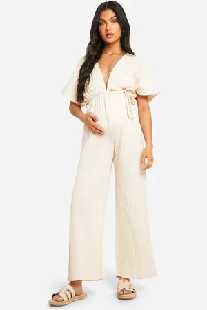 Boohoo Maternity Rope Belted Wide Leg Jumpsuit - - 8