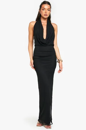 Boohoo Cowl Neck Mesh Maxi Dress - - 8