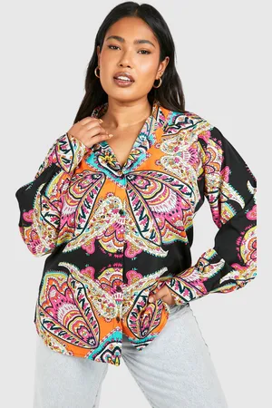 Boohoo Plus Paisley Oversized Shirt - - 16