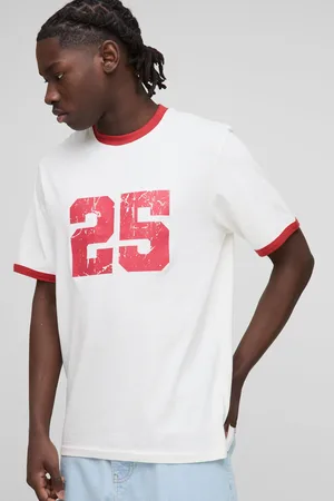 Boohoo Regular Fit Varsity Print Ringer T-Shirt - - XL