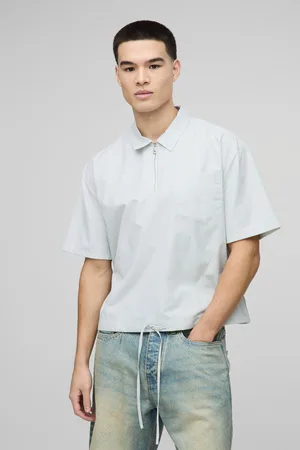 Boohoo Oversized Pocket Detail Bungee Hem Stripe Shirt - - S
