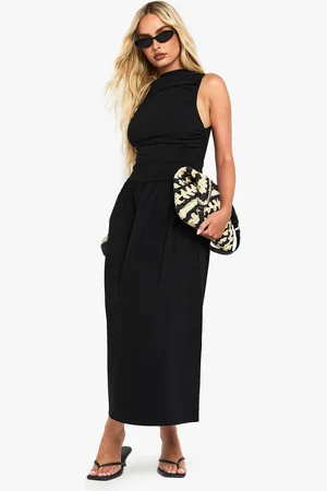 Boohoo Ruched Drop Waist Sleeveless Midaxi Dress - - 8