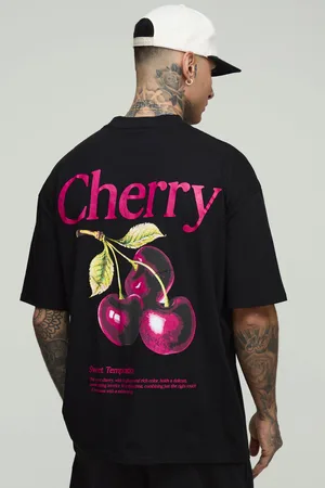 Boohoo Tall Oversized Cherry Printed T-Shirt - - 2XL