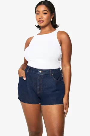 Boohoo Plus Raw Hem Denim Short - - 16