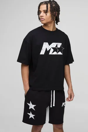 Boohoo Oversized Boxy M Star T-Shirt & Gusset Short Set - - S