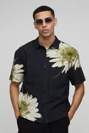 Boohoo Oversized Floral Print Linen Look Shirt - - S