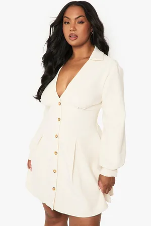 Boohoo Plus Collared Shirt Dress - - 16