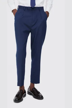 Boohoo Fixed Waist High Rise Tapered Crop Tailored Trousers - - 28