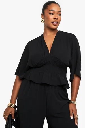 Boohoo Plus Cinched Waist Blouson Top - - 16