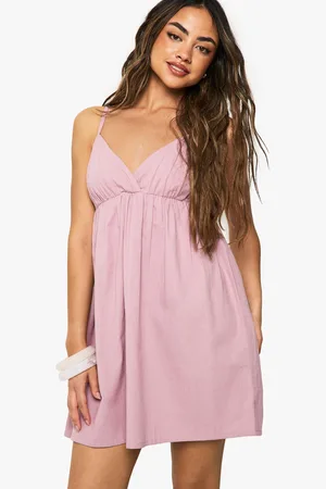 Boohoo Linen Look Cami Swing Mini Dress - - 8