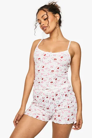 Boohoo Mixed Bow & Cherry Print Cami & Shorts Pyjama Set - - 6