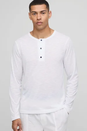 Boohoo Regular Fit Long Sleeve Slub Henley T-Shirt - - S