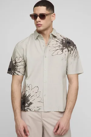 Boohoo Oversized Floral Print Linen Look Shirt - - S