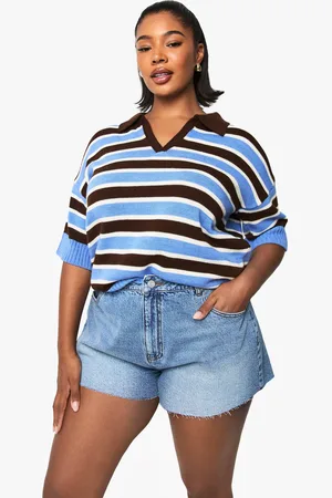 Boohoo Plus Raw Hem Denim Short - - 16