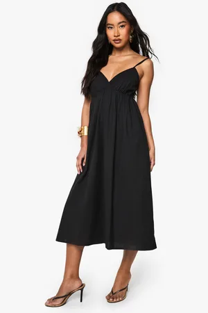 Boohoo Linen Look Strappy Cami Maxi Dress - - 8