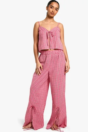Boohoo Petite Cotton Poplin Gingham Print Cami And Trouser Pyjama Set - - 6