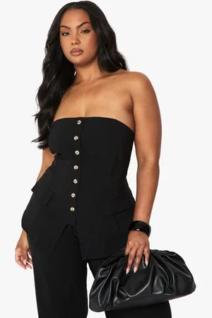 Boohoo Plus Super Stretch Bandeau Longline Waistcoat & Wide Leg Trousers - - 16