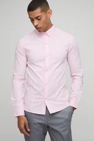 Boohoo Slim Fit Basic Long Sleeve Collared Shirt - - S