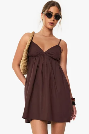 Boohoo Linen Look Cami Swing Mini Dress - - 8