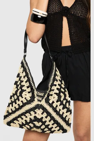 Boohoo Contrast Crochet Shopper Tote Bag - - ONE SIZE