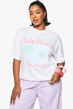 Boohoo Plus Palm Beach Oversized T-Shirt - - 16
