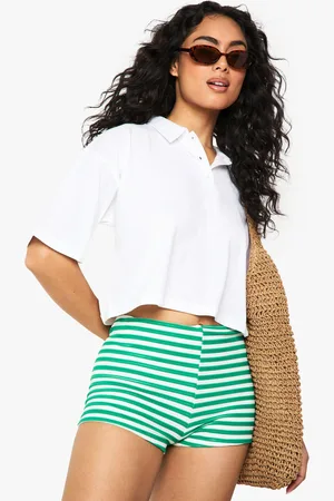 Boohoo Button Collared Boxy Crop T-Shirt - - 14