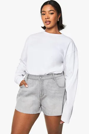 Boohoo Plus Raw Hem Denim Short - - 22